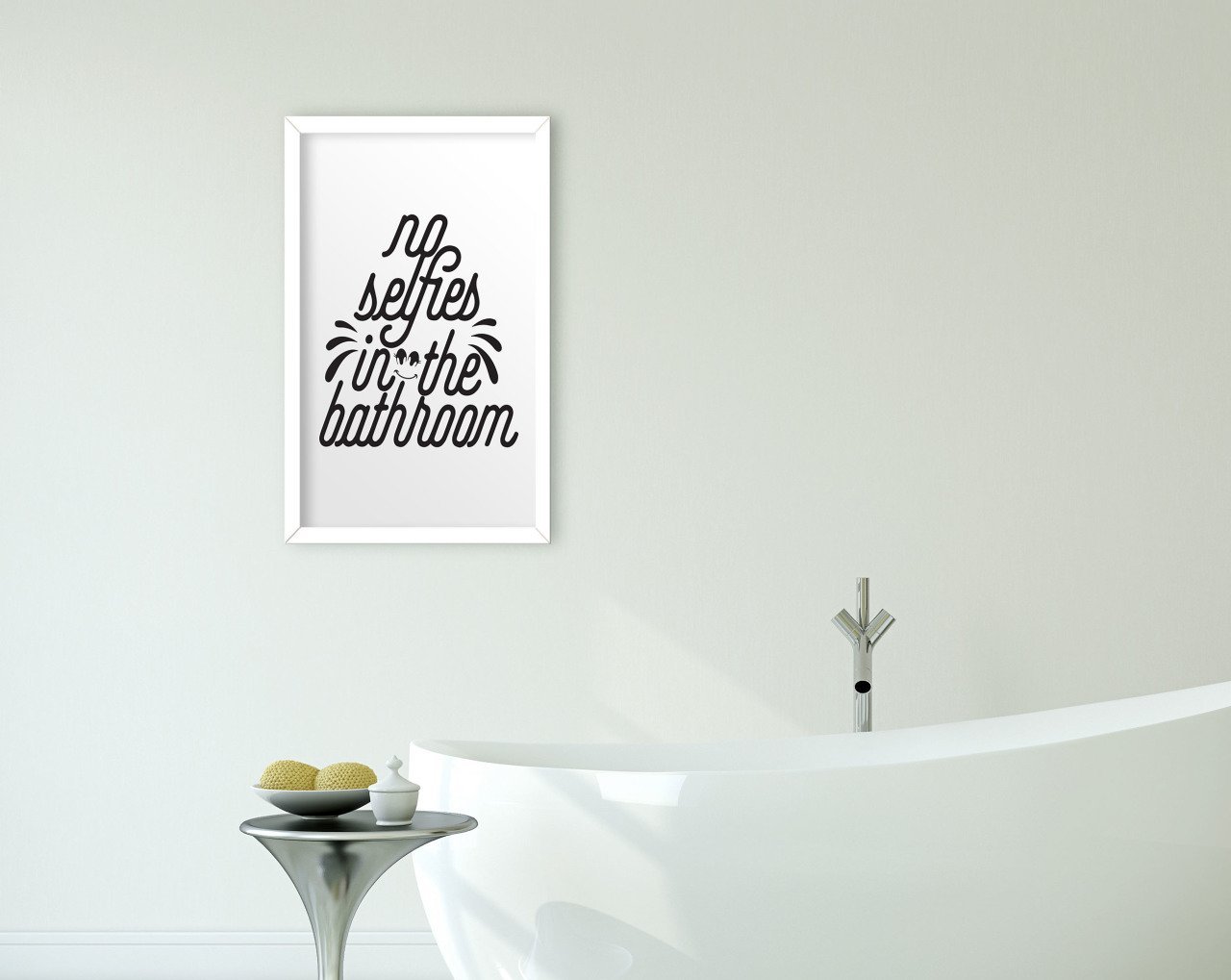 BK Home Banyo Dekoratif Ahşap Beyaz Çerçeveli Tablo-25