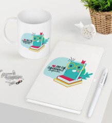 Kişiye Özel En İyi Öğretmen Beyaz Defter Kalem Kupa Seti-9