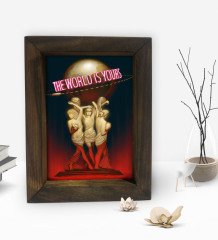 Bk Gift The World Is Yours Tasarımlı Dekoratif Doğal Masif Ahşap Çerçeve 15x20cm-1
