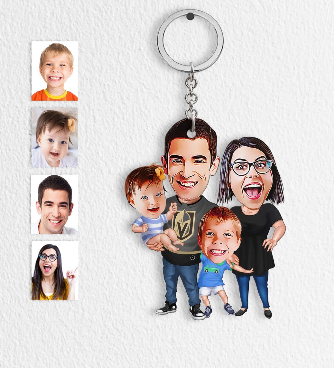 Kişiye Özel Aile Karikatür Anahtarlık - 3