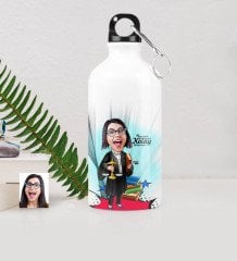 Kişiye Özel Bayan Avukat Karikatürlü Metal Suluk (500 ml.) 2