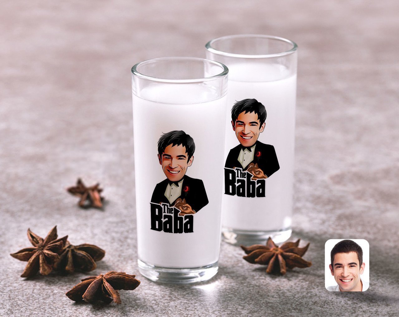 Kişiye Özel Renkli Baskılı Godfather Baba Karikatürlü İkili Rakı Bardağı Seti-4