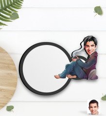 Kişiye Özel Erkek Karikatürlü Ahşap Bardak Altlığı-61