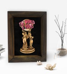 Bk Gift The World Is Yours Tasarımlı Dekoratif Doğal Masif Ahşap Çerçeve 15x20cm-2