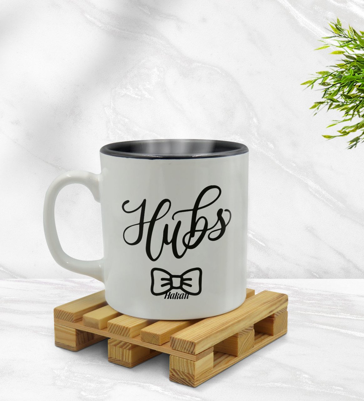 Kişiye Özel Koca Tasarımlı İçi Siyah Renkli Kupa Bardak Model 1