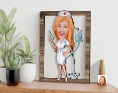 BK Gift Kişiye Özel Hemşire Karikatürlü 3D Ahşap Tablo, Sevgiliye Hediye, Arkadaşa Hediye, Yıl Dönümü Hediyesi, Doğum Günü Hediyesi-2