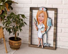 BK Gift Kişiye Özel Hemşire Karikatürlü 3D Ahşap Tablo, Sevgiliye Hediye, Arkadaşa Hediye, Yıl Dönümü Hediyesi, Doğum Günü Hediyesi-2