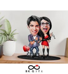 BK Gift Kişiye Özel Sevgililer Karikatürlü Ahşap Biblo, Sevgililer Günü Hediyesi, Doğum Günü Hediyesi, Yıl Dönümü Hediyesi-1