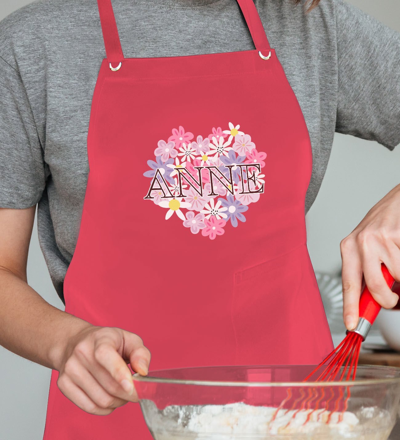 BK Gift Profesyonel Anneler Günü Tasarımlı Kırmızı Mutfak Önlüğü, Aşçı Önlüğü, Şef Önlüğü, Ev Hediyesi, Anneye Hediye-6
