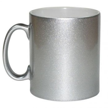 Sublimasyon Porselen Glitter (Simli) Gümüş Kupa - Kutulu
