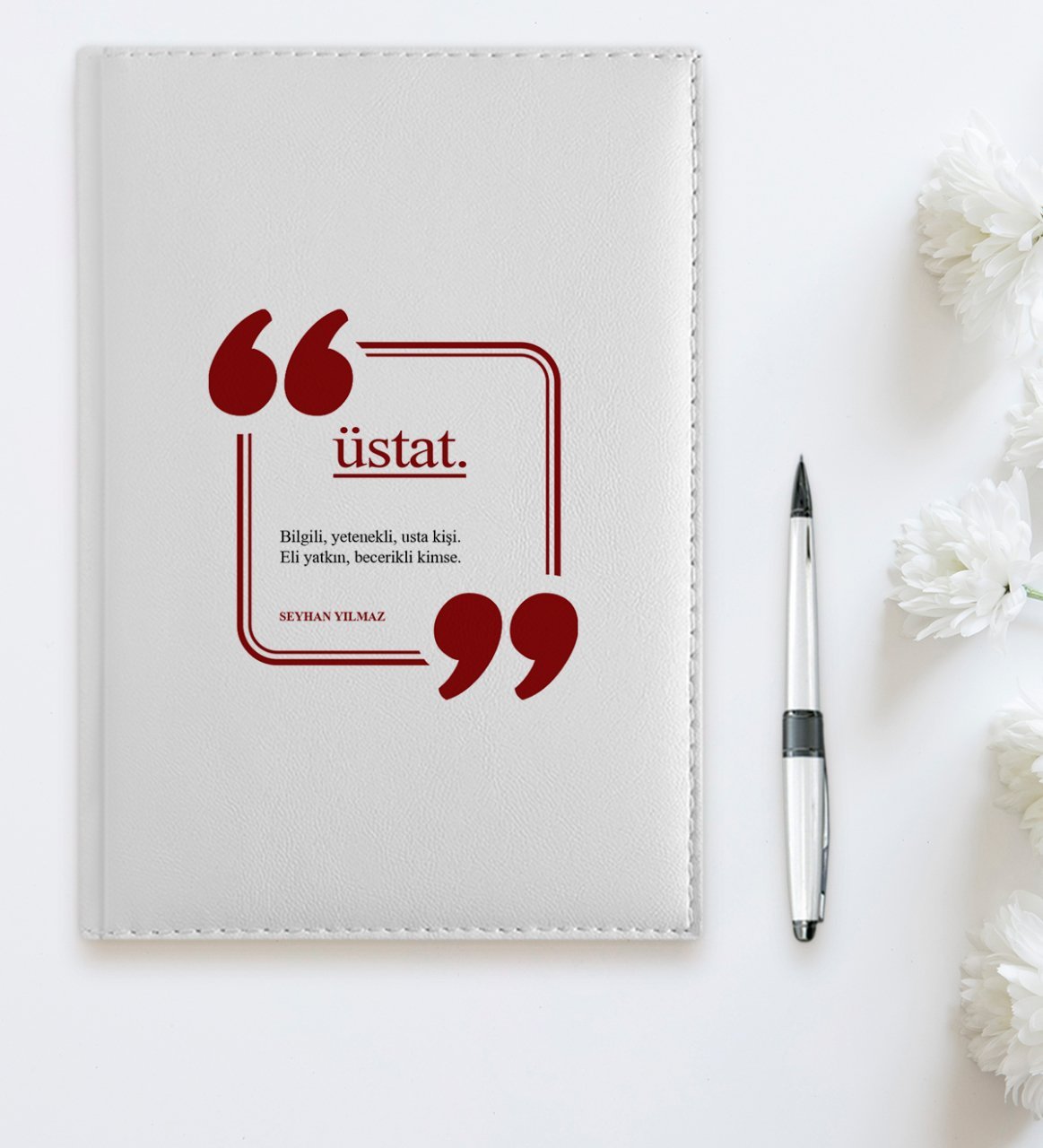 BK Gift Kişiye Özel Üstat 2023 Beyaz Deri Ajanda  3