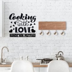 BK Home Doğal Ahşap Dekoratif Fincan Askılığı ve İsme Özel Mutfak Duvar Süsü-7