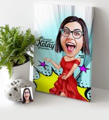 Kişiye Özel Bayan Model Karikatür Kanvas Tablo (30 x 50 cm.) 1
