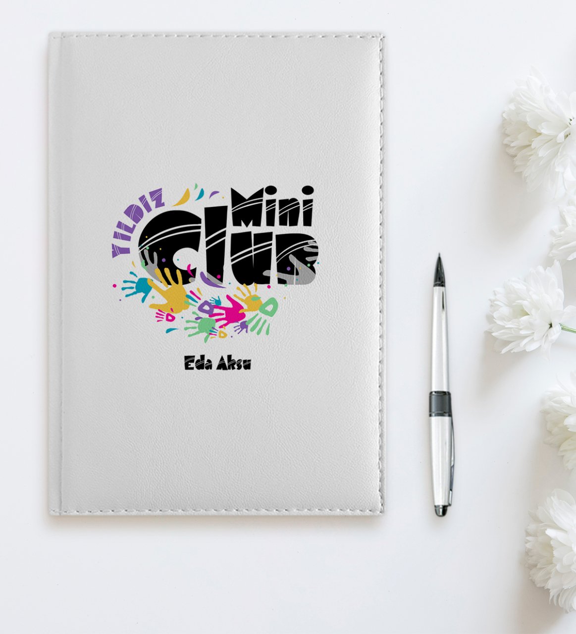 Kişiye Özel Mesleki Mini Club Beyaz Deri Ajanda - 1