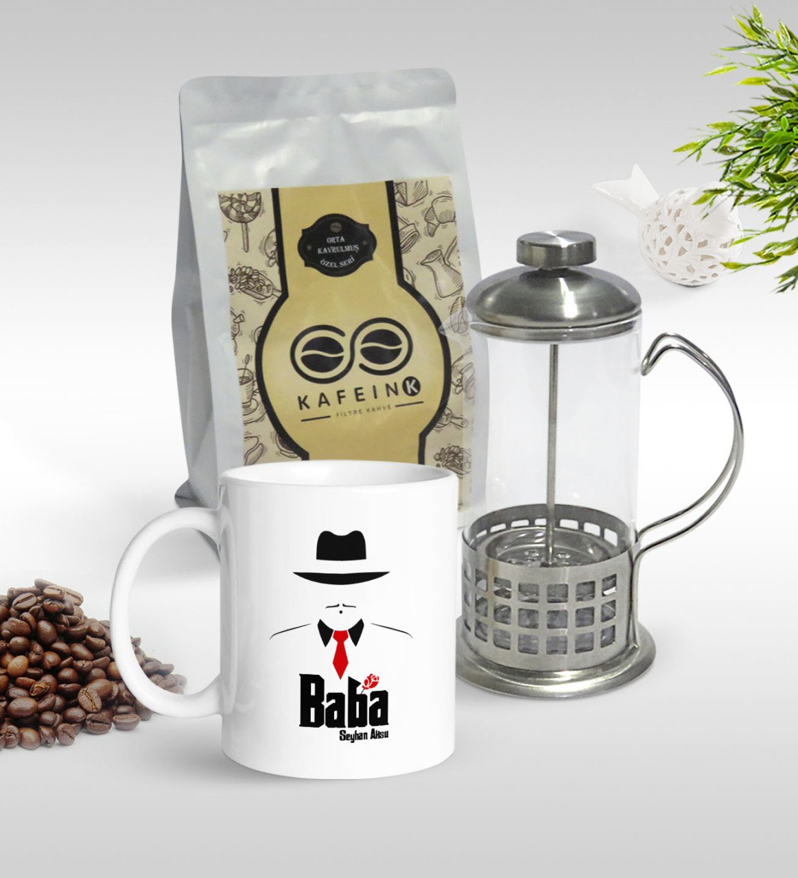 Kişiye Özel Baba Godfather Tasarımlı Kupa & French Press & 250gr Filtre Kahve Hediye Seti-17
