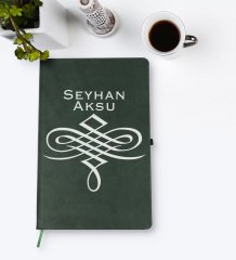Kişiye Özel İsimli Yeşil Termo Deri Defter Model 24