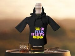 BK Gift Fcuk Tasarımlı Mini Siyah İçki Şişesi Tişörtü , Viski, Şarap, Votka, Rakı Şişesi Tişörtü-3