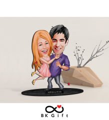 BK Gift Kişiye Özel Sevgililer Karikatürlü Ahşap Biblo, Sevgililer Günü Hediyesi, Doğum Günü Hediyesi, Yıl Dönümü Hediyesi-3