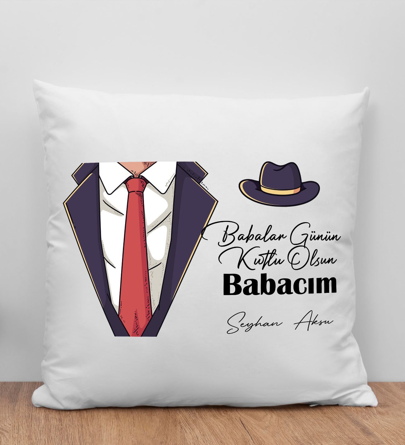 BK Gift Kişiye Özel İsimli Babalar Günü Tasarımlı Beyaz Kırlent Yastık-4, Babaya Hediye, Ev Dekorasyonu, Babalar Günü Hediyesi