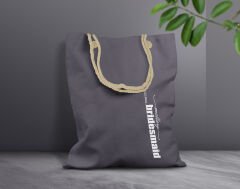 BK Gift Kişiye Özel Bride Temalı Antrasit Halat Saplı Kumaş Bez Çanta-1, Baskılı Omuz Çantası, Alışveriş Çantası, Arkadaşa Hediye