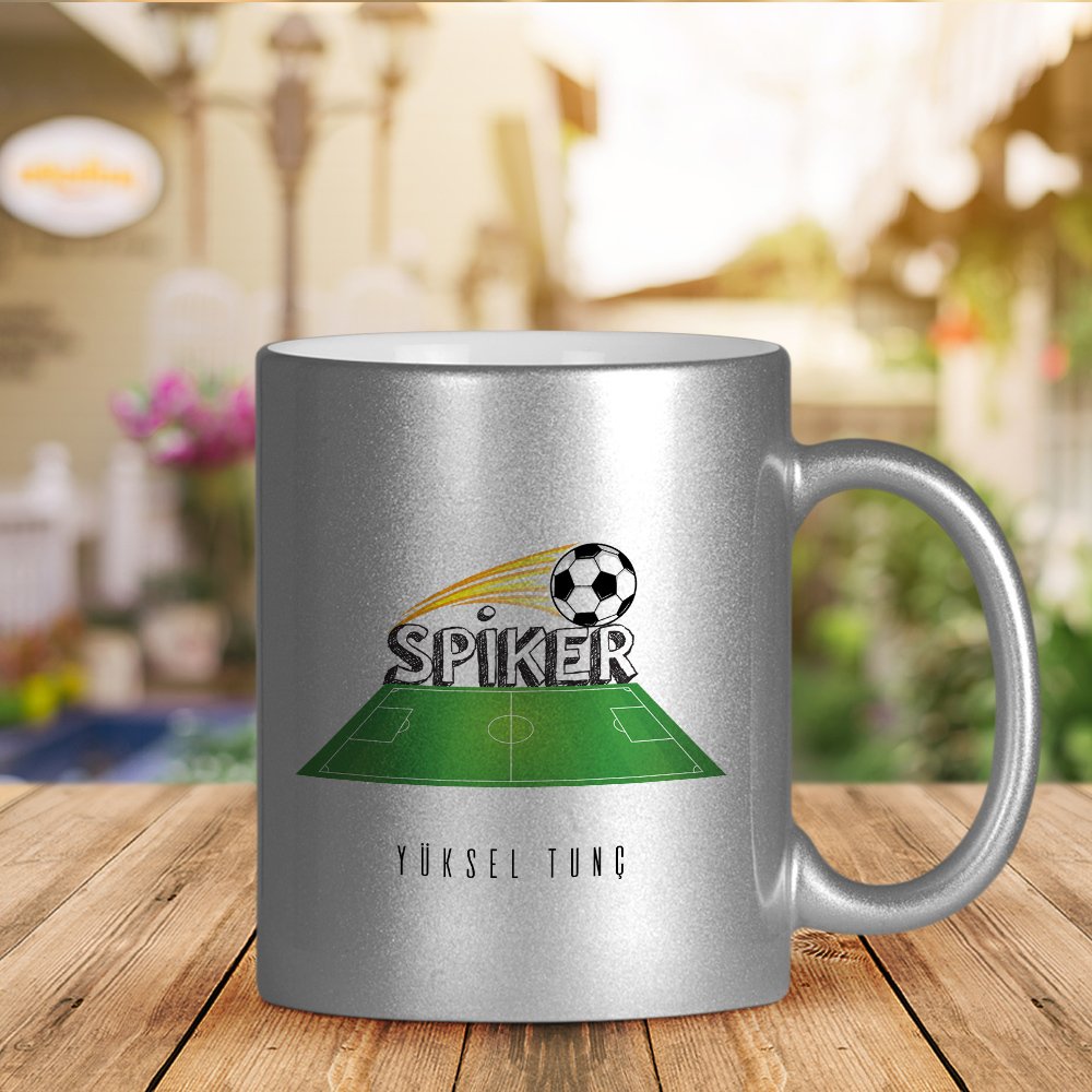 Kişiye Özel Mesleki Spiker Gümüş Yaldızlı Kupa Bardak