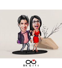BK Gift Kişiye Özel Sevgililer Karikatürlü Ahşap Biblo, Sevgililer Günü Hediyesi, Doğum Günü Hediyesi, Yıl Dönümü Hediyesi-4