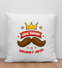 BK Gift Kişiye Özel İsimli Babalar Günü Tasarımlı Beyaz Kırlent Yastık-5, Babaya Hediye, Ev Dekorasyonu, Babalar Günü Hediyesi