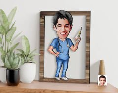 BK Gift Kişiye Özel Hemşire Karikatürlü 3D Ahşap Tablo, Sevgiliye Hediye, Arkadaşa Hediye, Yıl Dönümü Hediyesi, Doğum Günü Hediyesi-3