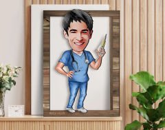 BK Gift Kişiye Özel Hemşire Karikatürlü 3D Ahşap Tablo, Sevgiliye Hediye, Arkadaşa Hediye, Yıl Dönümü Hediyesi, Doğum Günü Hediyesi-3