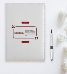 BK Gift Kişiye Özel Öğretmen 2023 Beyaz Deri Ajanda  2