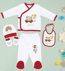 BK Kids Kişiye Özel 10 Parça Kırmızı Hastane Çıkışı Battaniye ve Yastık Hediye Seti, Yeni Doğan Bebek Giyim Hediyesi-6