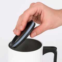 BK Gift Sevgili Çift Tasarımlı 2’li Kulplu Beyaz&Gold Çelik Termos Mug 450 ml -28, Sevgiliye Hediye, Sevgililer Günü Hediyesi