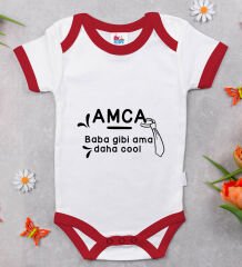 BK Kids Amca Baba Gibi Tasarımlı Kırmızı Bebek Body Zıbın-1