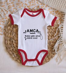 BK Kids Amca Baba Gibi Tasarımlı Kırmızı Bebek Body Zıbın-1