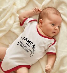 BK Kids Amca Baba Gibi Tasarımlı Kırmızı Bebek Body Zıbın-1