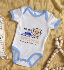 BK Kids Halamı Çok Seviyorum Tasarımlı Mavi Bebek Body Zıbın-1