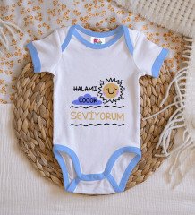 BK Kids Halamı Çok Seviyorum Tasarımlı Mavi Bebek Body Zıbın-1