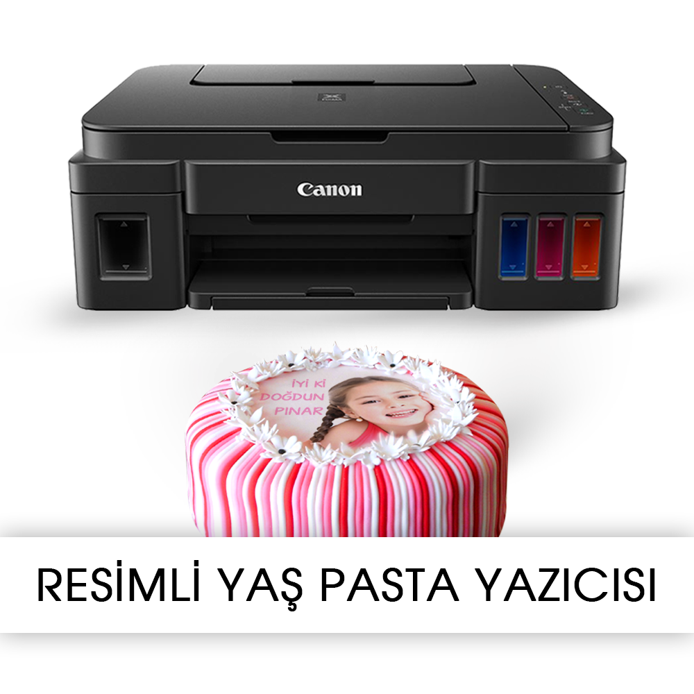 RESİMLİ PASTA YAZICISI - CANON PIXMA G3410 Gıda Mürekkepli BİTMEYEN KARTUŞ SİSTEMİ