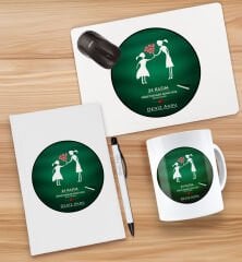 BK Gift Kişiye Özel İsimli Öğretmenler Günü Tasarımlı Defter, Tükenmez Kalem, Kupa ve Mousepad Hediye Seti - 1, Öğretmene Hediye, Öğretmenler Günü