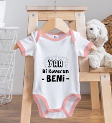 BK Kids Koverun Beni Tasarımlı Pembe Bebek Body Zıbın ve Mama Önlüğü Hediye Seti-1