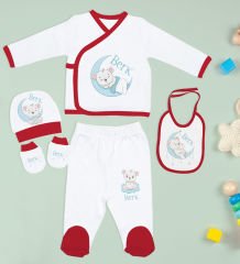 BK Kids Kişiye Özel 10 Parça Kırmızı Hastane Çıkışı Battaniye ve Yastık Hediye Seti, Yeni Doğan Bebek Giyim Hediyesi-9
