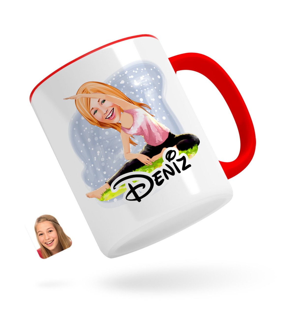 Kişiye Özel Kadın Yoga Karikatürlü Kırmızı Kupa Bardak-1