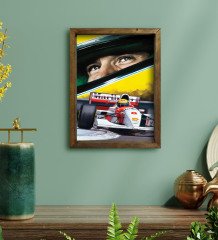 BK Gift F1 Ayrton Senna Tasarımlı Doğal Masif Ahşap Çerçeveli Tablo 45x65cm-1