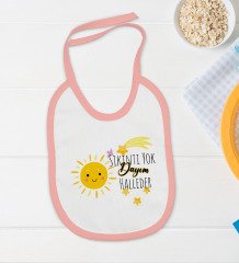 BK Kids Sıkıntı Yok Dayım Halleder Tasarımlı Pembe Bebek Body Zıbın ve Mama Önlüğü Hediye Seti-1