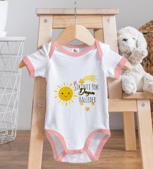 BK Kids Sıkıntı Yok Dayım Halleder Tasarımlı Pembe Bebek Body Zıbın ve Mama Önlüğü Hediye Seti-1