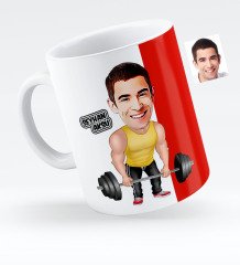 Kişiye Özel Bay Halterci Karikatürlü Beyaz Kupa Bardak - 1