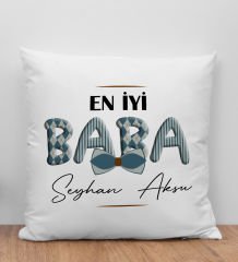 BK Gift Kişiye Özel İsimli Babalar Günü Tasarımlı Beyaz Kırlent Yastık-10, Babaya Hediye, Ev Dekorasyonu, Babalar Günü Hediyesi