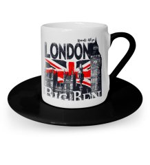 Kişiye Özel London Tasarımlı Siyah Türk Kahvesi Fincanı - 3