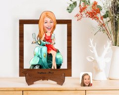 Kişiye Özel Kadın Karikatürlü Ahşap Standlı 3D Biblo-24