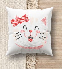 BK Gift Modern Art Tasarımlı Beyaz Kırlent Yastık, Ev Hediyesi, Ev Dekorasyonu, Dekoratif Hediye-12